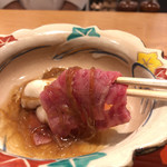 肉屋 雪月花 NAGOYA - サーロインのしゃぶしゃぶ 日間賀島の白子とフカヒレのせ