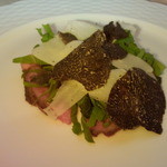 ベル･エポック - エトフェ鴨のカルパッチョ、フレッシュトリュフのスライスとペコリーノチーズ
