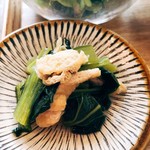 ももふく - 青菜の煮浸し。多分小松菜( ˊᵕˋ* )