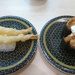 はま寿司 - えび天１、から揚げ軍艦ガーリックソース１、全て税込み97円(平日値段)