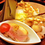 里湯昔話・雄山荘 - -前菜- 合鴨と鯖のなれ寿し。