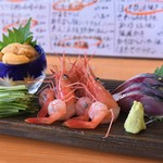 魚菜　わこん - 北海道塩水うに、甘エビ、〆鯖