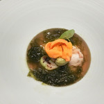 レザンファン ギャテ - はまぐりとそら豆のロワイヤル、あおさ海苔、青山椒