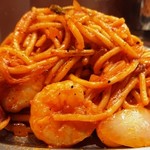 スパゲッティーのパンチョ - 海鮮ナポリタン（横から）