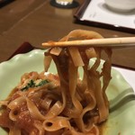 三田ばさら - 三田ばさら(東京都港区芝)トマト すきやき・食事 タリアテッレ(平打ちパスタ) 香の物