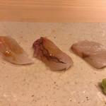 すし岩瀬 - 松川鰈・鋒鋩（醤油・塩）