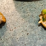 ビストロ　アギャット - キャビアブリニー、稚鮎のリエットキュウリのソース