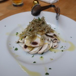 バカイゥン - 生マシュルームとじゃこのアーリオオーリオがけ