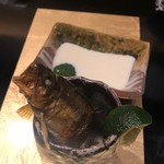 野嵯和 - 鮎の炙り 豆乳と生クリームに白トリュフのオイル 苦味の蓼