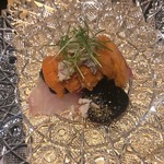 野嵯和 - イサキに海苔醤油と雲丹を乗せて