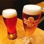 Kastanie - 軽井沢高原ビール ワイルドフォレスト 樽生(右)、よなよなエール 樽生(左)  各600円