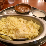 ターリー屋 - インドカレー定食（キノコのカレーとライスを選択）