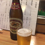 三九鮨 - 瓶ビール600円。
            銘柄選べます。