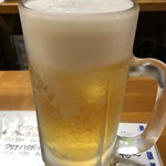 天国 - 生ビールに氷3個。