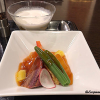 中国料理 豪華 - 紅芋と白身魚､夏野菜の甘酢餡掛け