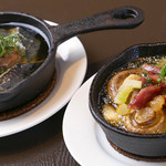 GLANZ - 和歌山県産梅とイワシのアヒージョ_マッシュルームオーブン焼き