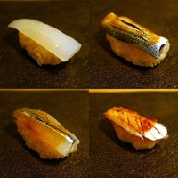 鮨まつもと - 左上から時計回りに　塩でスミイカ、コハダ、タコと鯵かな？中トロは撮り忘れ～