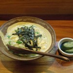 まさし - 食事（スッポンの出汁で取った雑炊とキュウリのぬか漬け）