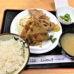 とんとん亭 - 190618火　東京　とんとん亭　焼肉とアジフライ定食750円