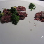 フロリレージュ - 猪のレバー、ハツ、すい臓 ごく軽く火を入れてタルタル仕立てで1