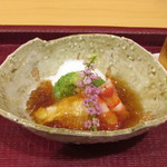 一魁 - 海老 温泉玉子 たたきオクラ ジュレ