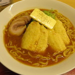 天ぷら やす田 - 味噌ラーメン、ピュアホワイトの天ぷら添え