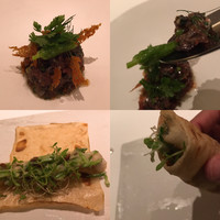 カンテサンス - フォアグラのクスクス
                    
                    アナゴのクレープ
                    揚げたアナゴをパイ生地で巻き巻き。