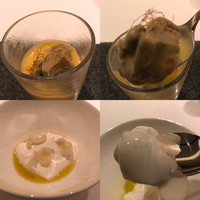 カンテサンス - とうもろこしのスープ
                      スープin焼きとうもろこしシャーベット
                      山羊のミルクババロア百合根、マカデミアナッツ
                      どうやら1番人気がある模様。