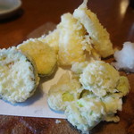 蕎麦ひら井 - アオリイカと野菜の天ぷら