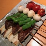 串焼とこころ 克 - 野菜、うずら焼き