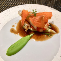 しまなみふれんち Murakami - グリーンピースソースおいしい！人参ではないです。海老味噌煎餅風