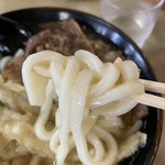 立花うどん - ごぼう天肉うどん 麺リフト