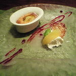 ビストロスクワール - 林檎とヨーグルトのムース　さんふじのせ　バナナのスフレ