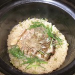 御料理 光安 - ぐじ（若狭）と実山椒のご飯。「ぐじ」とは「甘鯛」のことです。