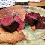 やまぐち - ＊こちらのステーキは主人が絶賛していたのですが、今回は少し硬めでこれまでとは違うと。 美味しいですけれど、前回までの方が好みでした。