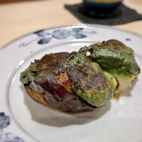実伶 - 賀茂茄子・木の芽田楽・・茄子は1個の1/4程度の大きさ。