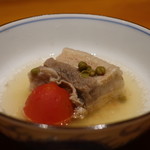 日本料理 幸庵 - みやじ豚の山椒煮 熊本プリンセストマト添えアップ