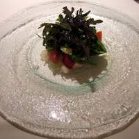 リストランテ ティー ブイ ビー - 昆布〆にした真鯛と辛味大根のサラダ朝採り野菜と共に