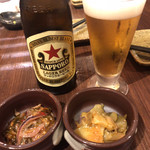 Tamapurazanohimonoya - 瓶ビール 590円 選べるお通し