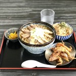 肉そば すみどや - 肉そば+げそ天+替わり飯 ¥1000