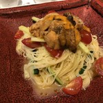 TRATTORIA ACCA - 冷製カペッリーニ、雲丹と胡瓜、ミニトマトのレモン風味