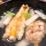 うを徳 - 甘手鰈の潮汁銀宝の天麩羅