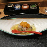 日本料理 はなの - 鮑のうにとジュレ掛け