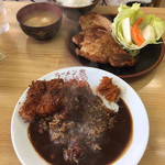ラーメン とんかつ 忠 - 2019年6月。ロース生姜焼きとカツカレーライス。