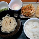 Hanamaru Udon - 今回のオリジナルかき揚げ丼セット内容