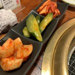炭火焼肉 瑠嗣亜 - キムチの盛り合わせ