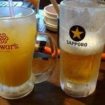 Nagoya Meibutsu Miso Tonchanya Ichinomiya Horumon - 生ビールとパインジュース