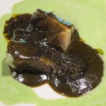 開化亭 - 鮑の肝入りオイスターソース　青梗菜のクリーム添え