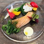 ラ・サンテ - サクラマスのスモークとタコと八朔のマリネ