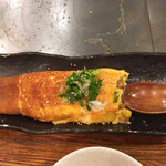 広島風お好み焼　伊豆川 - 納豆とねぎのふわ卵